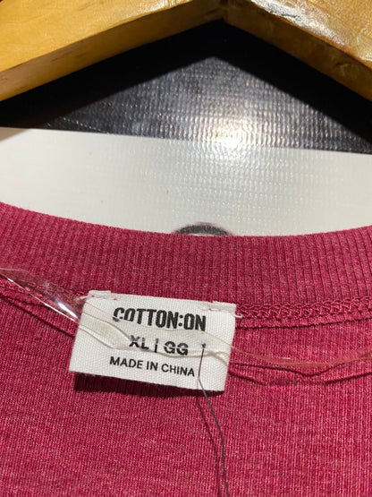 COTTON ON |M| BUST 18| B46| ROSE PINK DEEP SCOOP NECK RIBBED SHORT SLEEVE T-SHIRT