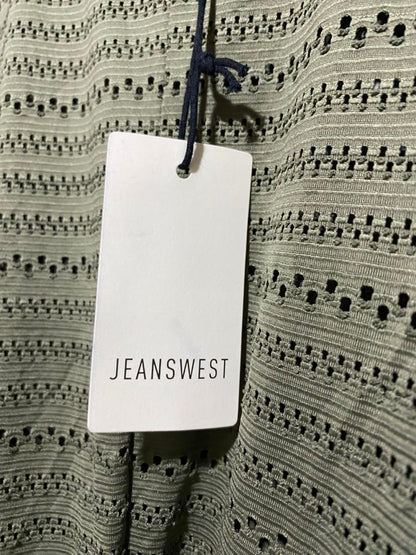 JEANSWEST |M| WAIST 18| B46| SAGE GREEN KNIT FRONT KNOT SHORT SLEEVE TOP