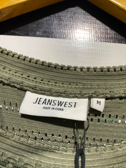 JEANSWEST |M| WAIST 18| B46| SAGE GREEN KNIT FRONT KNOT SHORT SLEEVE TOP