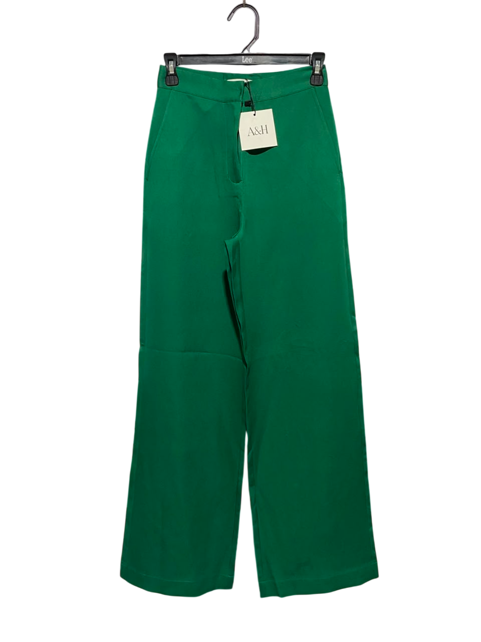 ATMOS & HERE |XS| WAIST 24| B47| EMERALD GREEN HIGH-WAISTED WIDE-LEG TROUSERS