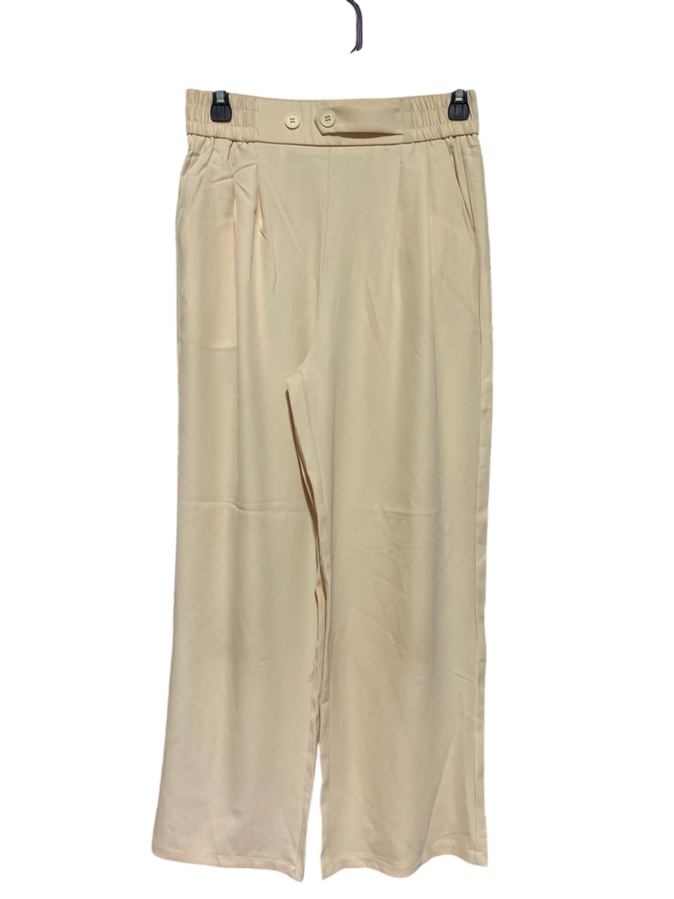|S| WAIST 26| B47| BEIGE HIGH-WAISTED WIDE-LEG TROUSERS