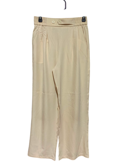 |S| WAIST 26| B47| BEIGE HIGH-WAISTED WIDE-LEG TROUSERS