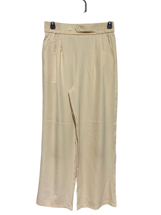 |S| WAIST 26| B47| BEIGE HIGH-WAISTED WIDE-LEG TROUSERS