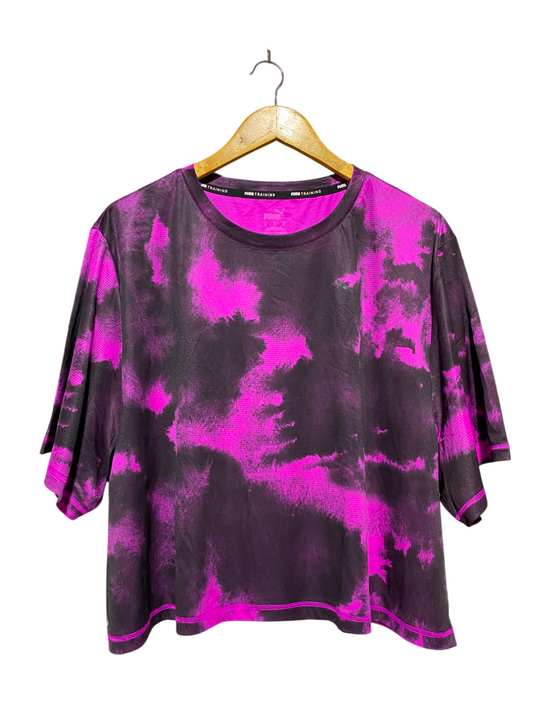 PUMA |XL| BUST 25| B47| BLACK & PINK PURPLE TIE-DYE ABSTRACT PRINT