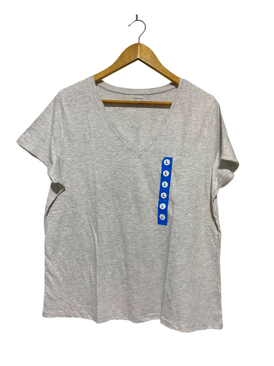 BRILLIANT BASICS |L| BUST 22| B47| V-NECK SHORT SLEEVE T-SHIRT LIGHT GRAY HEATHER