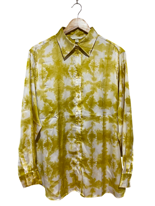 H&M |M| BUST 25| B47| LIME GREEN TIE-DYE SATIN SHIRT