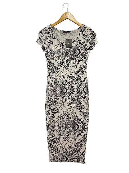ATMOSPHERE |M| BUST 14| B48| MONOCHROME DAMASK PRINT BODYCON MIDI DRESS