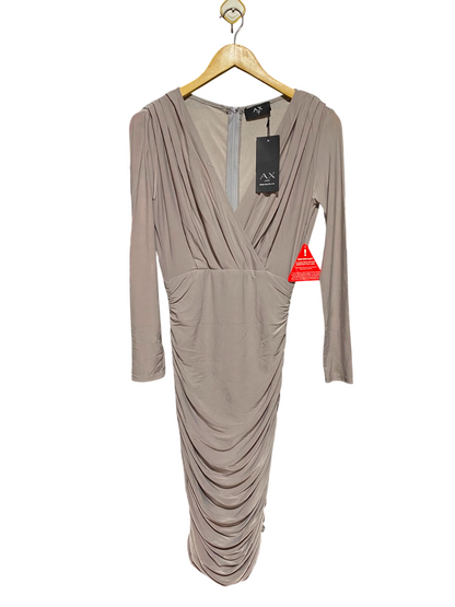 AX PARIS |M| BUST 17| B48| NUDE RUCHED LONG SLEEVE BODYCON MIDI DRESS