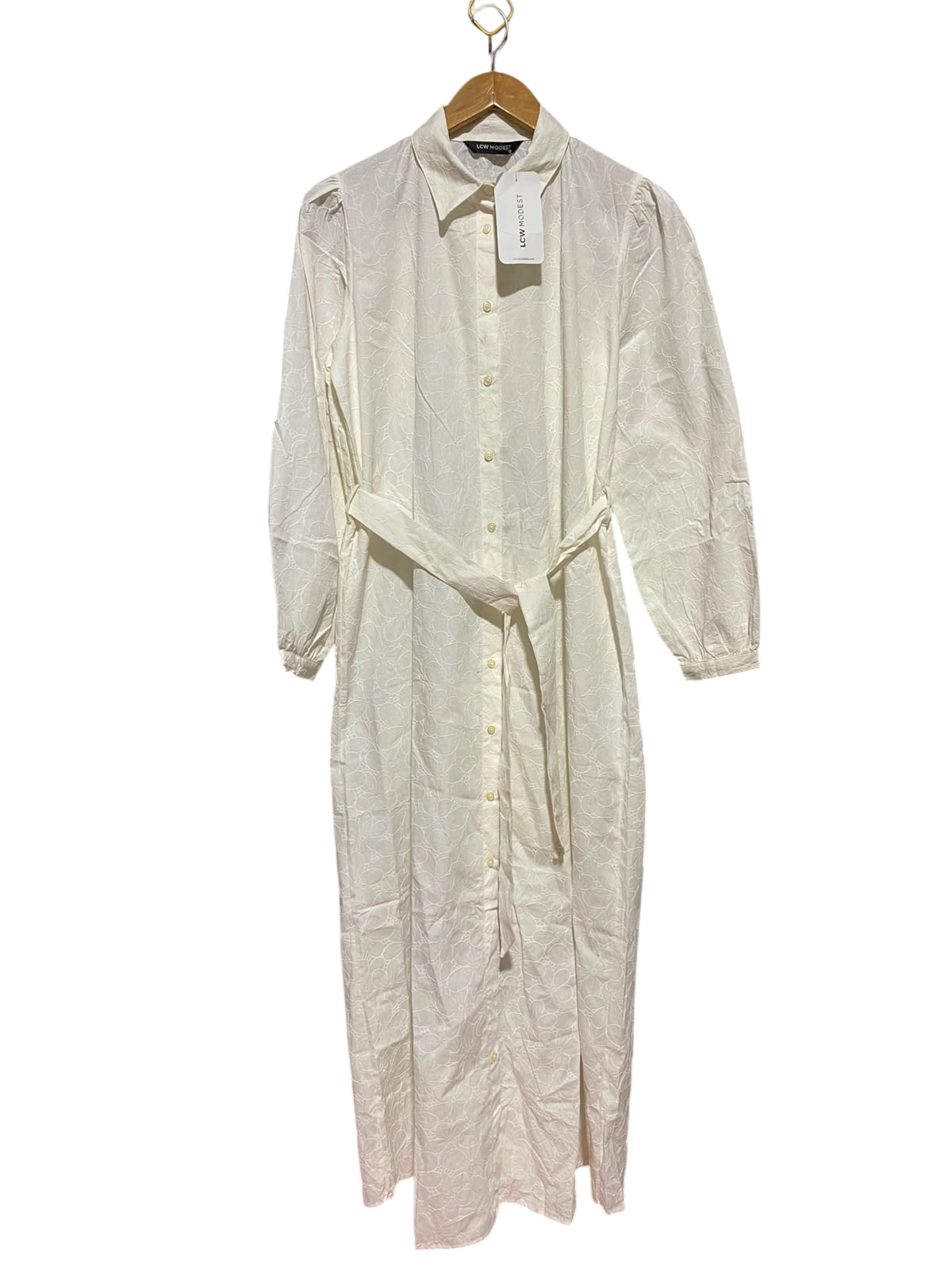 LCW MODEST |L| BUST 19| B48| EMBROIDERED BELTED MAXI SHIRT DRESS