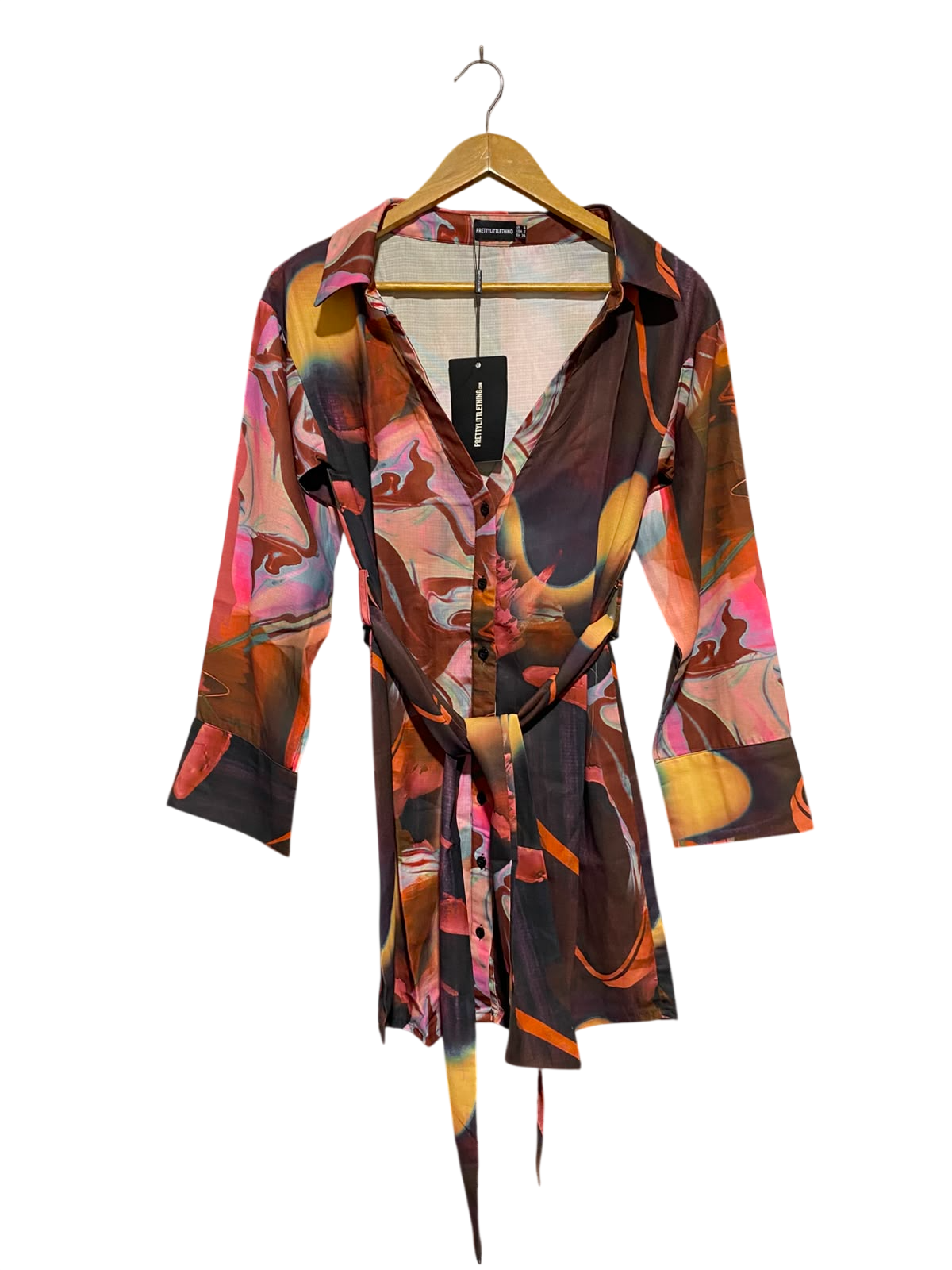 PRETTYLITTLE THING |M| BUST 18| B48| MULTICOLOR ABSTRACT PRINT MINI SHIRT DRESS