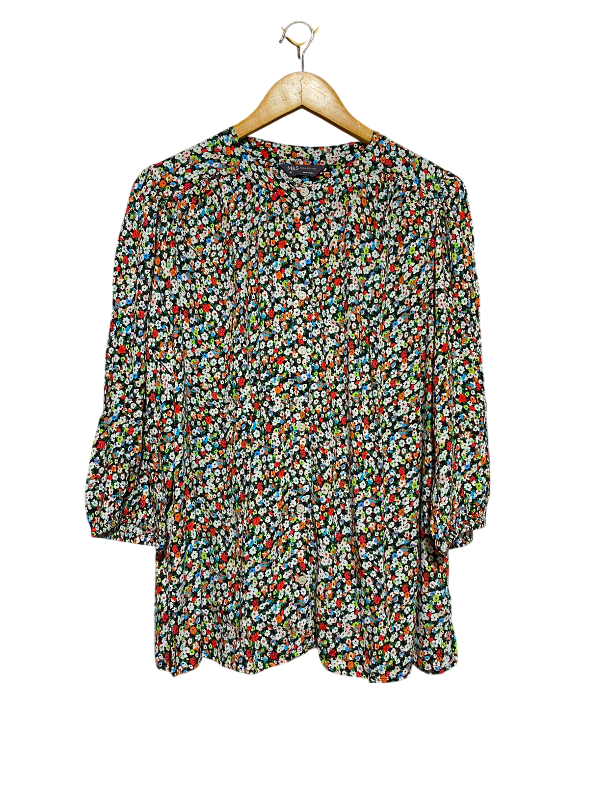 M&S |L| BUST 16| B48| DITSY FLORAL BUTTON-DOWN BLOUSE