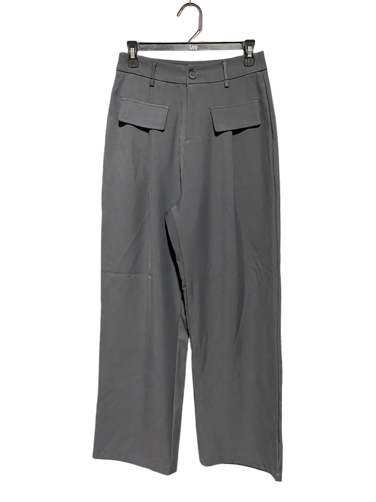BILLY |S| WAIST 27| B48| MODERN CHARCOAL GRAY UTILITY WIDE-LEG TROUSERS WITH FLAP POCKETS