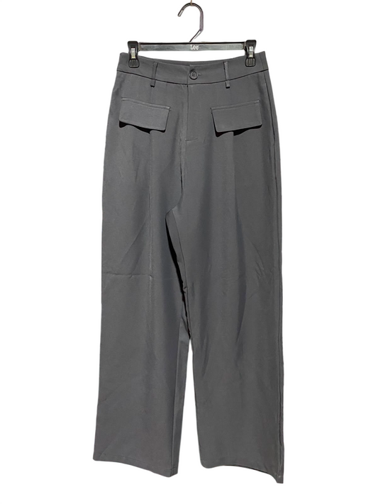 BILLY |S| WAIST 27| B48| MODERN CHARCOAL GRAY UTILITY WIDE-LEG TROUSERS WITH FLAP POCKETS
