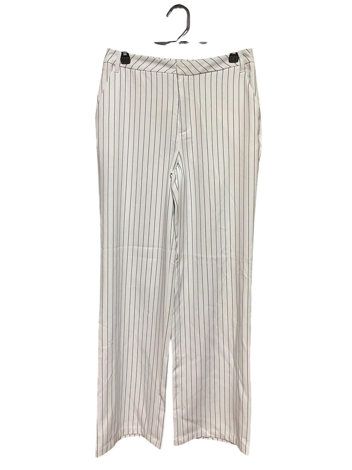 SUPRE |L| WAIST 30| B48| CHIC WHITE AND BLACK PINSTRIPE WIDE-LEG TAILORED TROUSERS