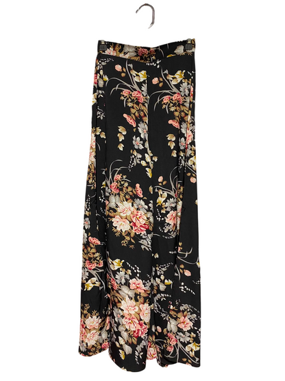 SHEIN |XS| WAIST 25| ELEGANT BLACK FLORAL WIDE-LEG MAXI SKIRT PANTS