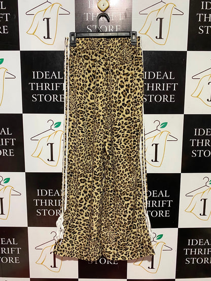 SHEIN |S| WAIST 26| B48| STYLE LEOPARD PRINT WIDE-LEG TRACK PANTS WITH SIDE STRIPES
