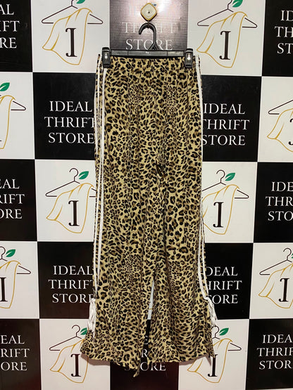 SHEIN |S| WAIST 26| B48| STYLE LEOPARD PRINT WIDE-LEG TRACK PANTS WITH SIDE STRIPES