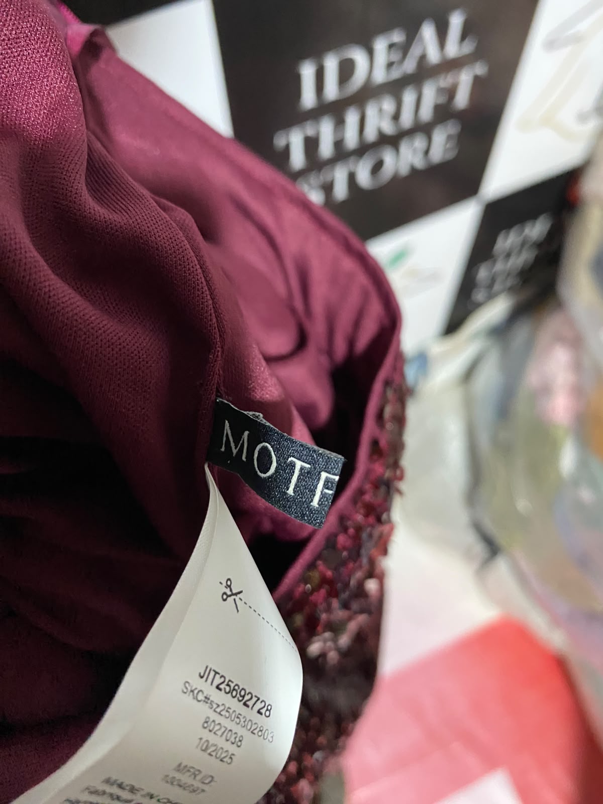 MOTF |L| WAIST 30| B48| BURGUNDY GLAM MAROON SEQUIN WIDE-LEG PANTS