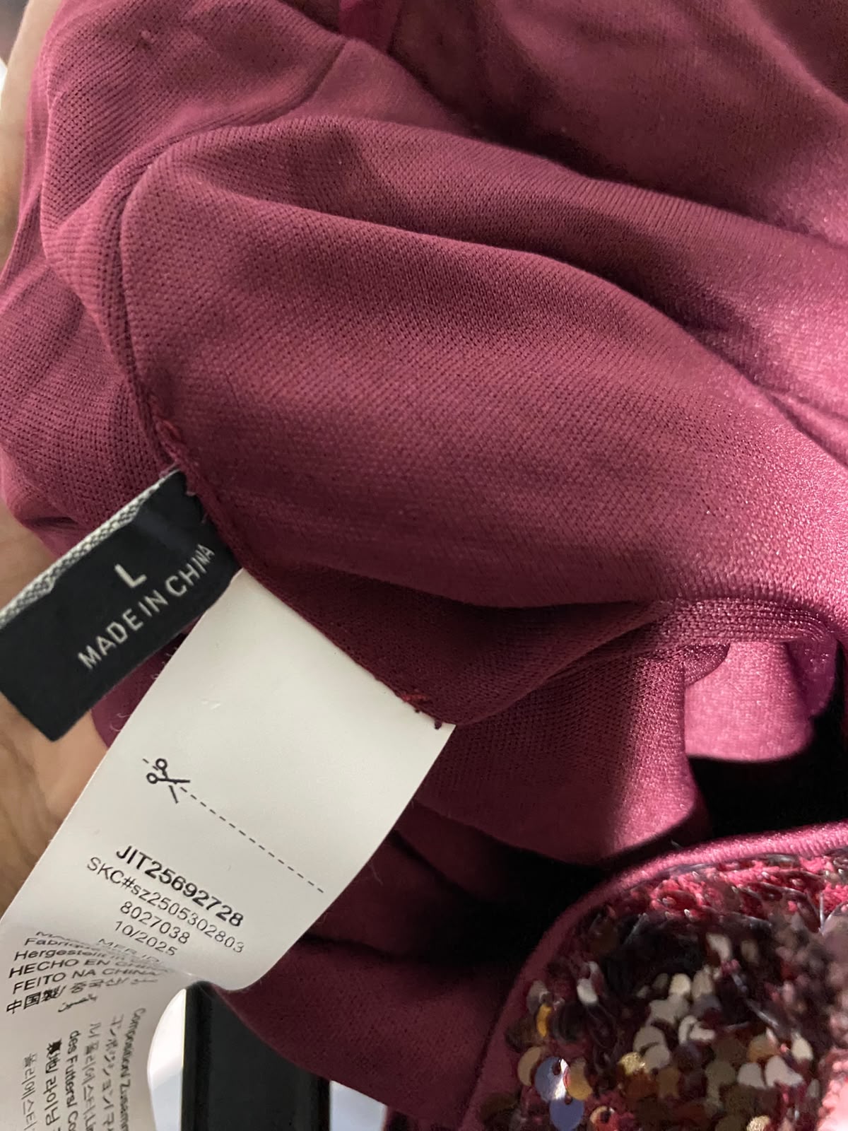 MOTF |L| WAIST 30| B48| BURGUNDY GLAM MAROON SEQUIN WIDE-LEG PANTS