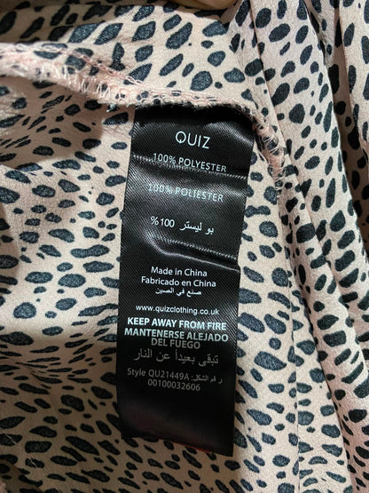 QUIZ |M| BUST 18| B48| CHIC BLUSH PINK AND BLACK ANIMAL PRINT RUFFLED MIDI DRESS