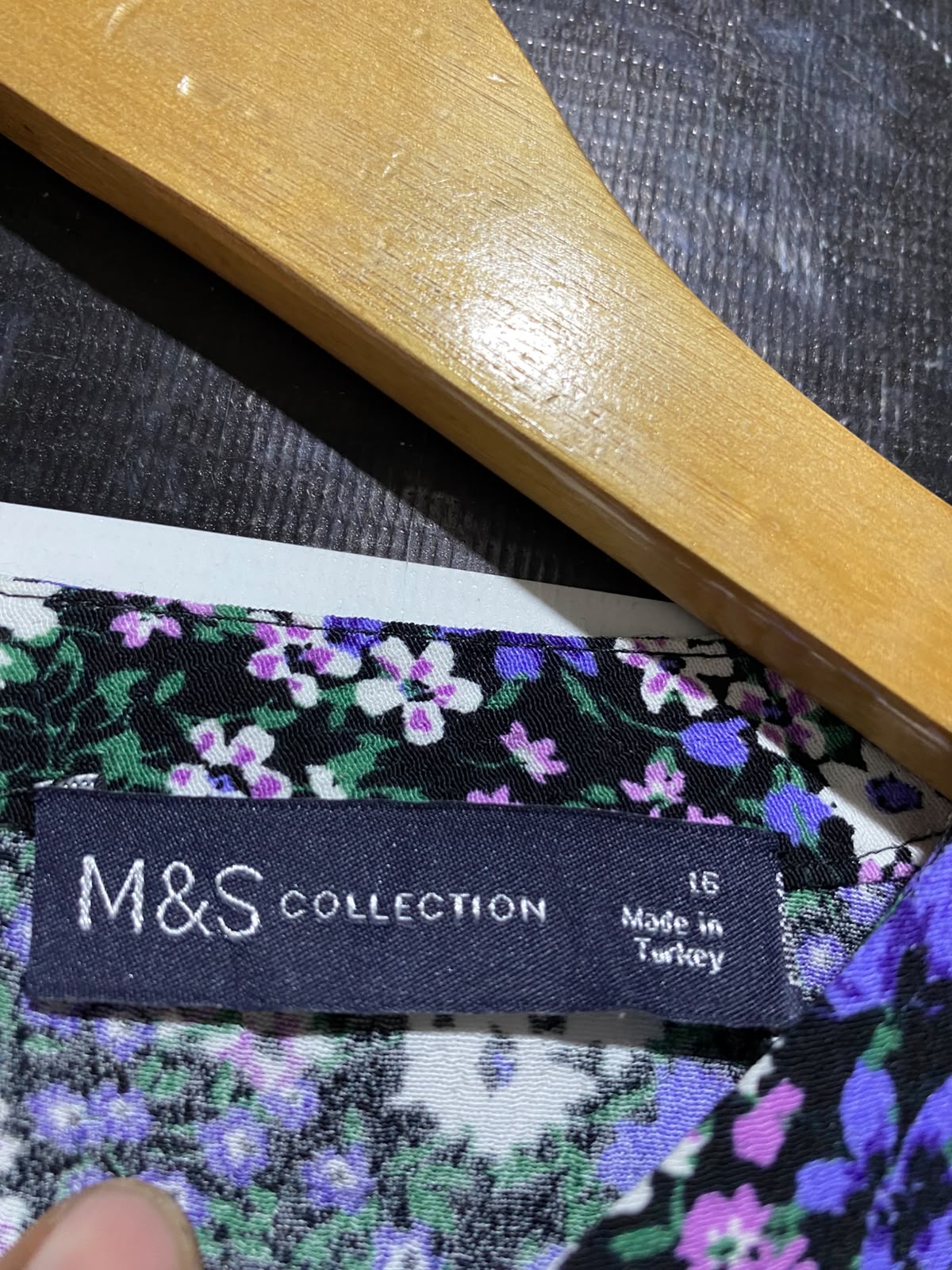M&S |L| BUST 22| B48| PURPLE AND BLACK DITSY FLORAL LONG SLEEVE BLOUSE