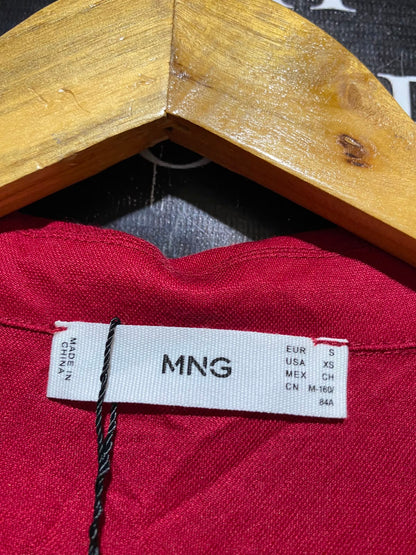 MANGO |XS| BUST FREE| B48| SLEEK CHERRY RED BELTED LAPEL JUMPSUIT