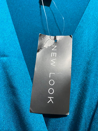 NEW LOOK |M| BUST FREE| B48| TEAL BLUE PLEATED SATIN MIDI DRESS