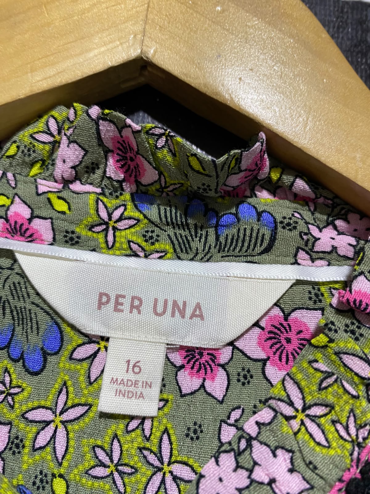 PERUNA |L| BUST 24| B48| FLORAL BUTTON-UP BLOUSE WITH CONTRAST TRIM