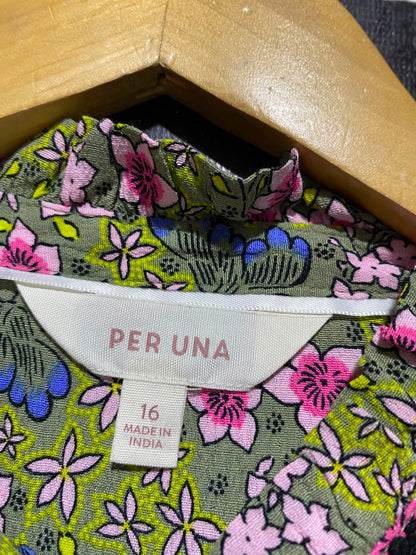 PERUNA |L| BUST 24| B48| FLORAL BUTTON-UP BLOUSE WITH CONTRAST TRIM