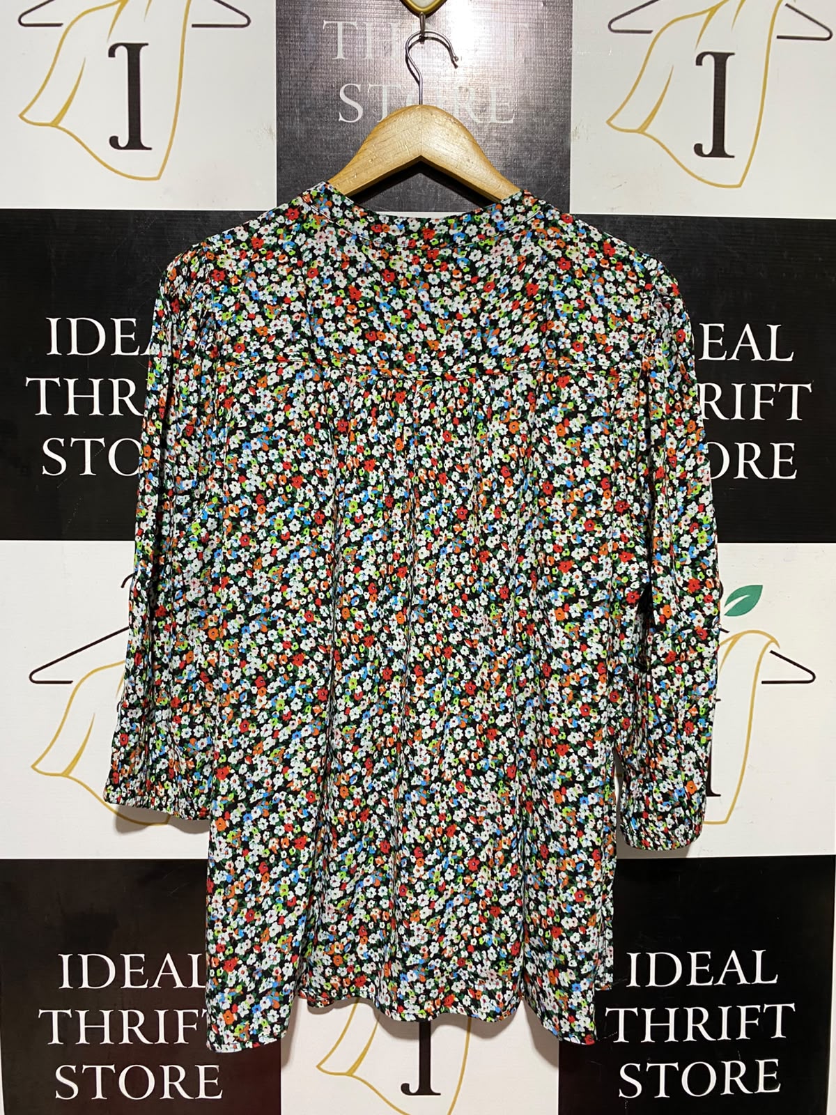 M&S |L| BUST 16| B48| DITSY FLORAL BUTTON-DOWN BLOUSE