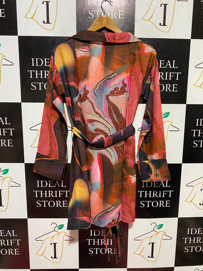 PRETTYLITTLE THING |M| BUST 18| B48| MULTICOLOR ABSTRACT PRINT MINI SHIRT DRESS