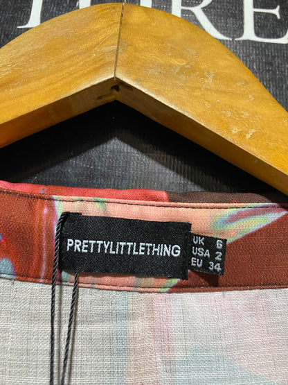 PRETTYLITTLE THING |M| BUST 18| B48| MULTICOLOR ABSTRACT PRINT MINI SHIRT DRESS