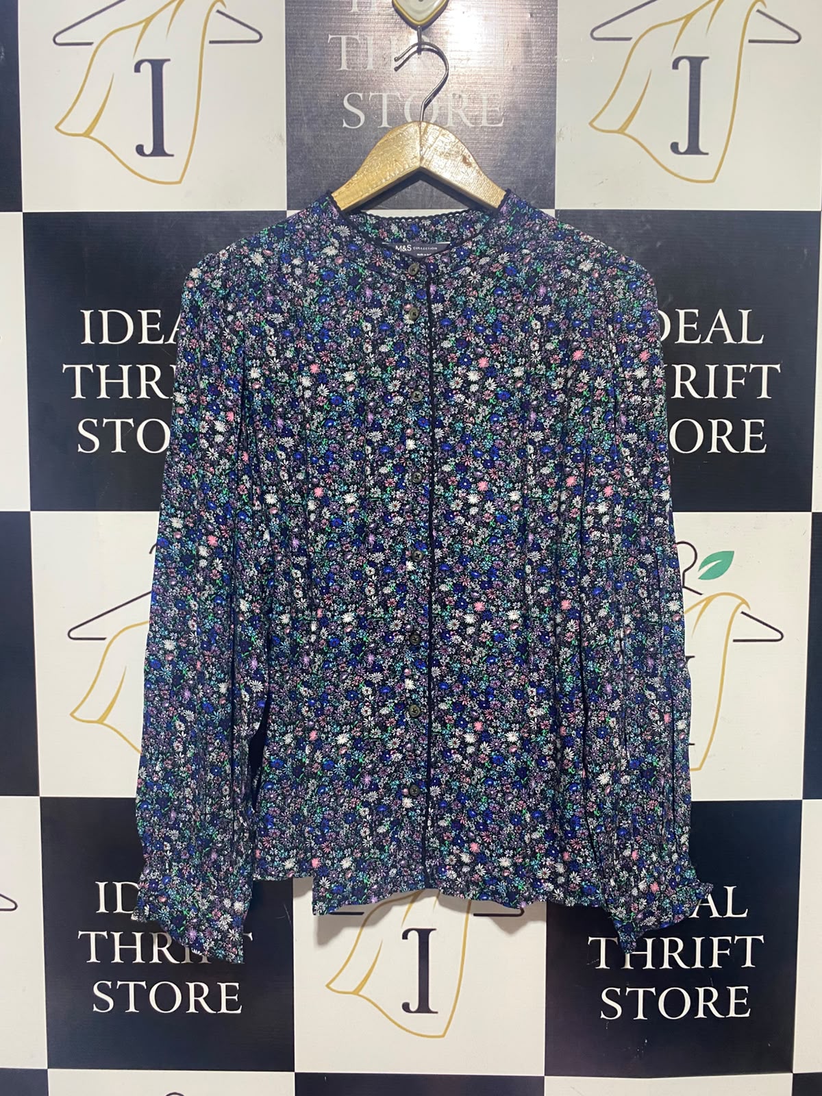 M&S |L| BUST 24| B48| DITSY FLORAL BUTTON-FRONT BLOUSE