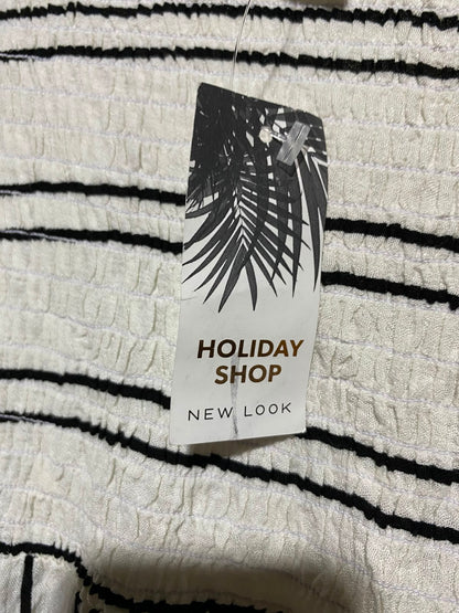 NEW LOOK |XS| BUST 12| B48| WHITE STRIPED SMOCKED MAXI DRESS WITH FLUTTER STRAPS