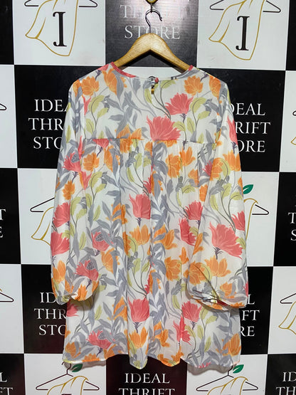 REFKA |L| BUST 22| B48| FLORAL PRINT LONG SLEEVE BABYDOLL MINI DRESS