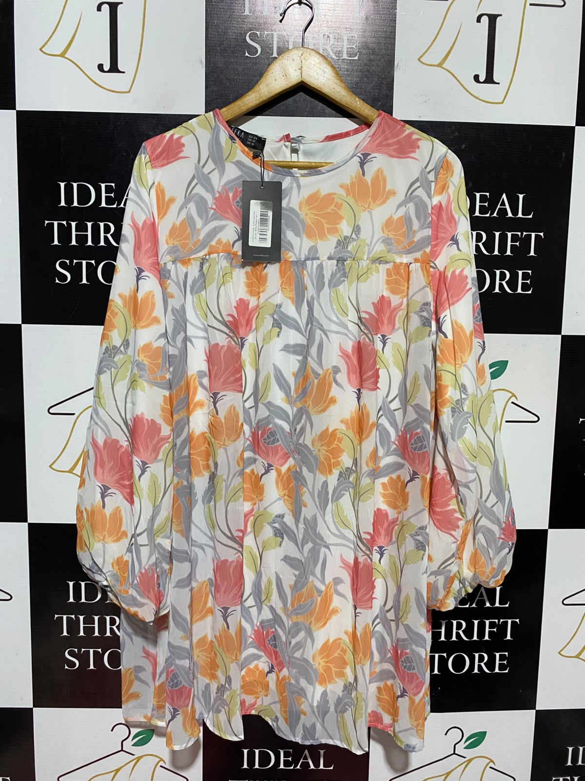 REFKA |L| BUST 22| B48| FLORAL PRINT LONG SLEEVE BABYDOLL MINI DRESS