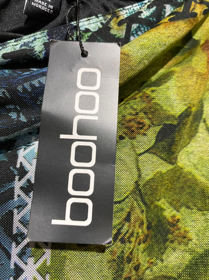 BOOHOO |M| WAIST 28| B47| MULTICOLOR PATCHWORK PRINT STRAPLESS MAXI DRESS