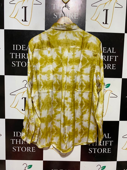H&M |M| BUST 25| B47| LIME GREEN TIE-DYE SATIN SHIRT