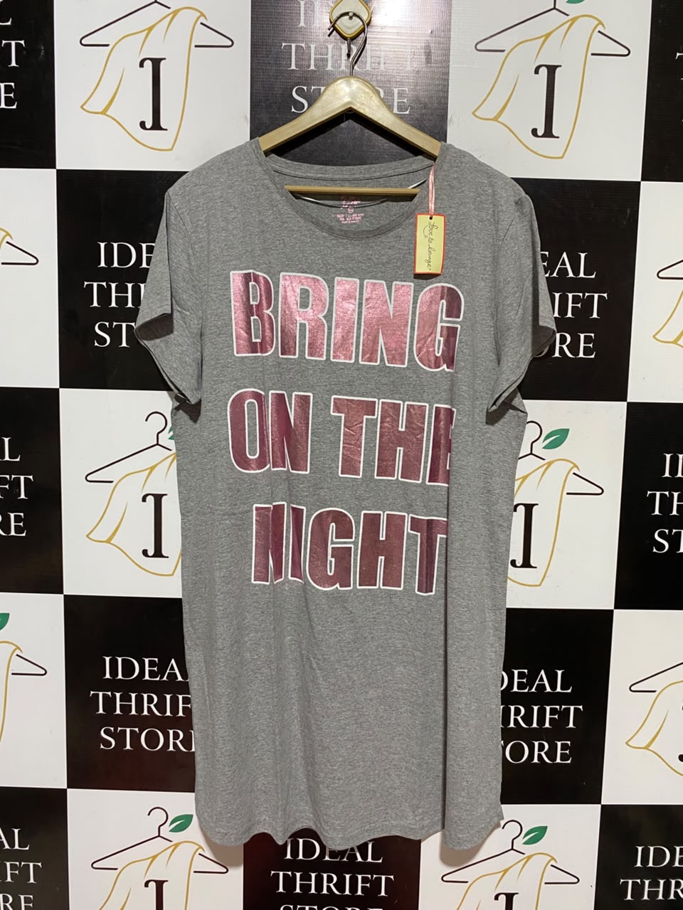 LOVE TO LOUNGE |XL| BUST 23| B47| GREY SLOGAN NIGHT DRESS