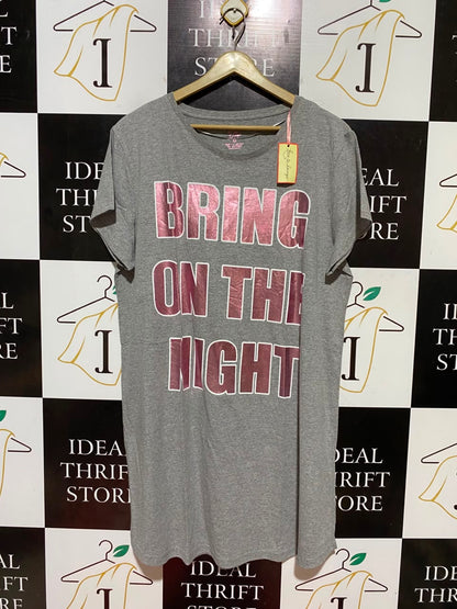LOVE TO LOUNGE |XL| BUST 23| B47| GREY SLOGAN NIGHT DRESS