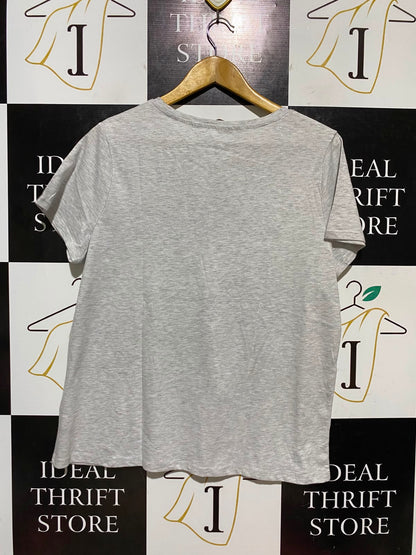 BRILLIANT BASICS |L| BUST 22| B47| V-NECK SHORT SLEEVE T-SHIRT LIGHT GRAY HEATHER