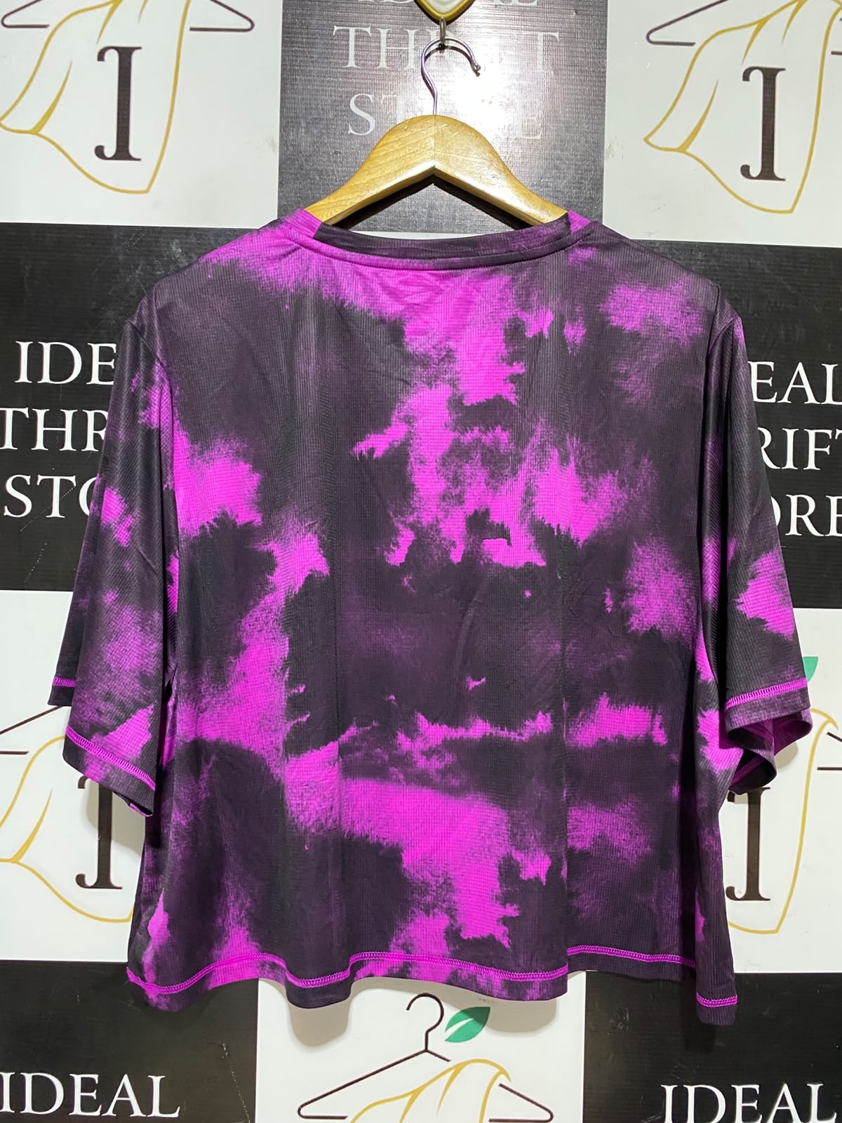 PUMA |XL| BUST 25| B47| BLACK & PINK PURPLE TIE-DYE ABSTRACT PRINT