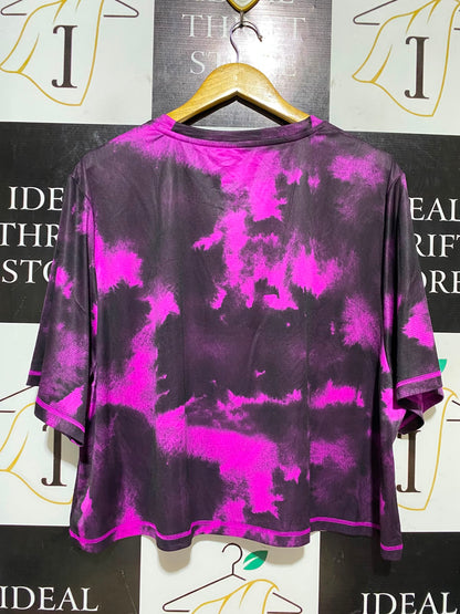 PUMA |XL| BUST 25| B47| BLACK & PINK PURPLE TIE-DYE ABSTRACT PRINT