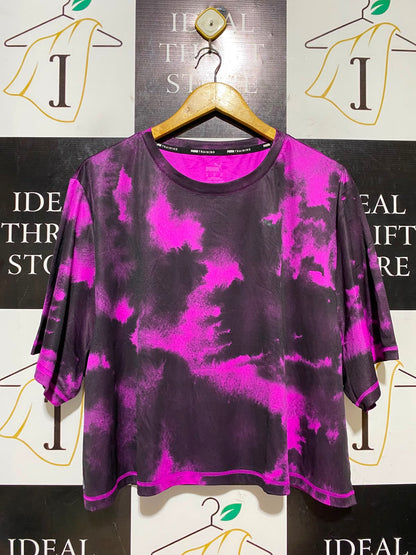 PUMA |XL| BUST 25| B47| BLACK & PINK PURPLE TIE-DYE ABSTRACT PRINT