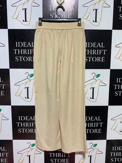 |S| WAIST 26| B47| BEIGE HIGH-WAISTED WIDE-LEG TROUSERS