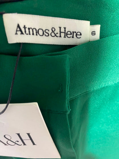 ATMOS & HERE |XS| WAIST 24| B47| EMERALD GREEN HIGH-WAISTED WIDE-LEG TROUSERS