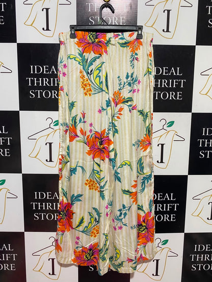 ELLIS & DEWEY |S/M| WAIST 30| B47| CREAM STRIPED TROPICAL FLORAL PRINT TROUSERS WITH TAG