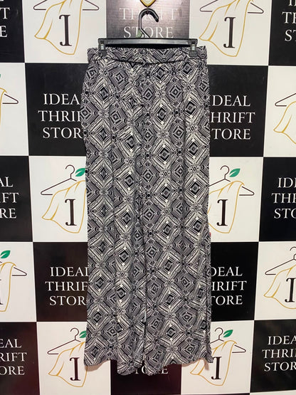 ATMOSPHERE |M| WAIST 28| B47 | BLACK AND WHITE DRAWSTRING PALAZZO LOUNGE TROUSERS