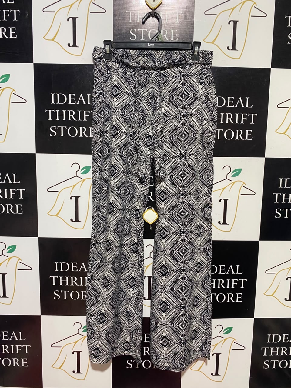 ATMOSPHERE |M| WAIST 28| B47 | BLACK AND WHITE DRAWSTRING PALAZZO LOUNGE TROUSERS