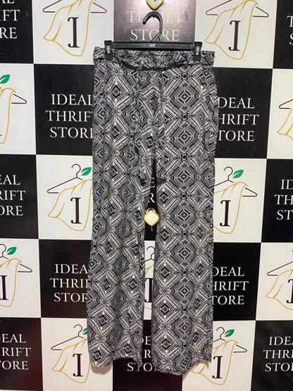 ATMOSPHERE |M| WAIST 28| B47 | BLACK AND WHITE DRAWSTRING PALAZZO LOUNGE TROUSERS